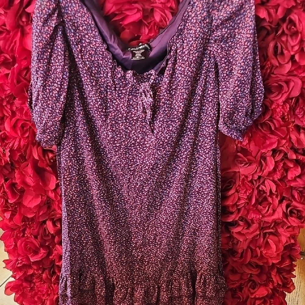 Kandy Kiss Girls Purple Floral Ruffle Dress Size Large